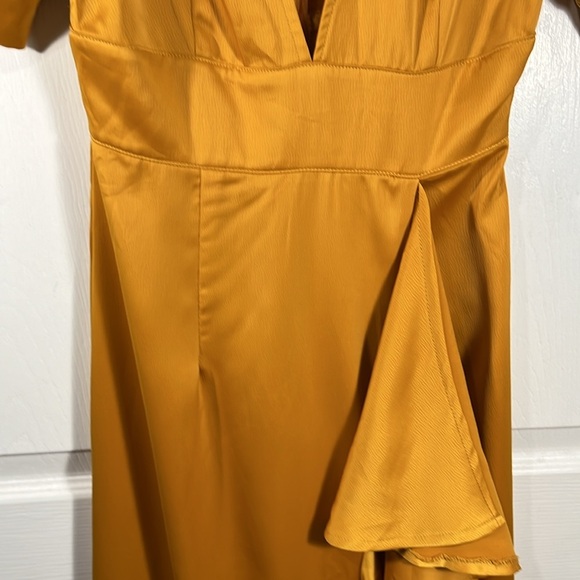 Pretty little thing mustard satin frill maxi dress - Picture 8 of 13